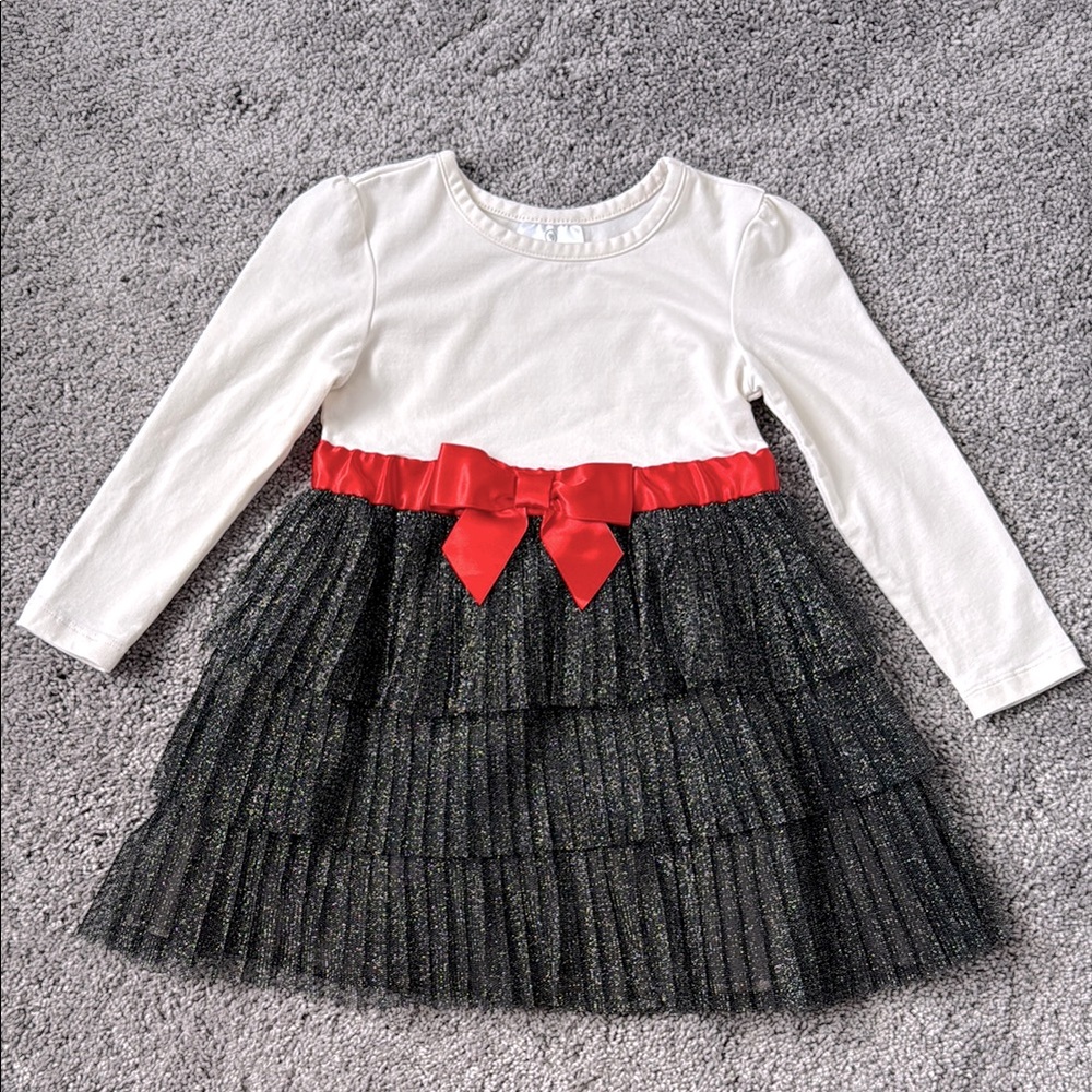 Hanna Andersson Long Sleeve Tiered Tulle Dress Size 90 (3)